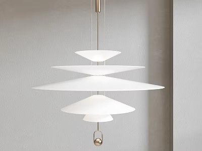 Modern Minimalist Chandelier With White Layered Discs For Interior Lighting 3d model