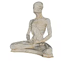 Silver Skeleton Like Sculpture Sitting In Meditation Pose With Lotus Base