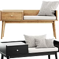 Modern Comfortable Storage Sofa Bench With Padded Seat Drawer And Decorative Pillows 3d model