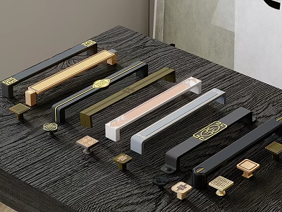 Stylish Cabinet Handles With Various Colors And Modern Decorative Designs For Furniture 3d model