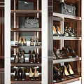 Modern Dark Wood Grain Shoe Cabinet With Multiple Shelves Shoes Storage And Drawers