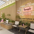Cozy Bubble Tea Shop Interior With Wooden Decor Green Plants And Comfortable Tables
