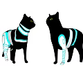 Black Cat Shaped Dolls With Turquoise Accents And Mechanical Design Features