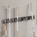 Wall Mounted Metal Bathroom Organizer Rack Holds Mops Brooms And Cleaning Brushes