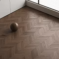 Herringbone Pattern Oak Wooden Floor With Natural Light Near Window 3d model
