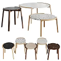 Functional Tables With Various Round Tops And Different Material Finishes For Modern Spaces 3d model
