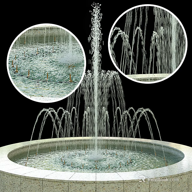 Decorative Garden Fountain With Elegant Water Jets And Circular Base 3d model 