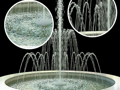 Decorative Garden Fountain With Elegant Water Jets And Circular Base 3d model