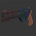 Tactical Revolver With Black Body Orange Grip And Hollowed Metallic Design