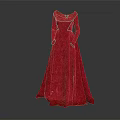 Elegant Red Formal Gown With Long Sleeves And Sleek Fabric Design