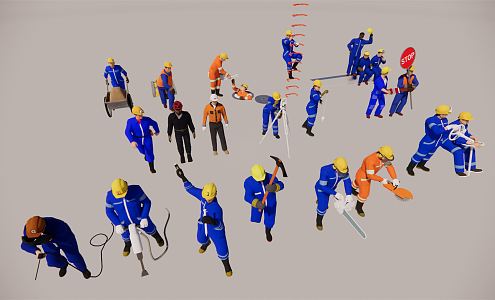 Modern Multiplayer Construction Worker 3d model