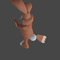 Playful Brown Cartoon Rabbit With Big Ears Red Bow Tie And Cheerful V Sign