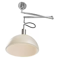 Modern Pendant Light With White Globe Shade And Silver Adjustable Metal Arm