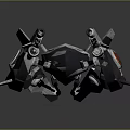 Futuristic SciFi Aircraft Model With Black White Gray Body And Red Accents