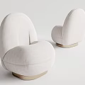 Modern Minimalist Single Sofa Design With Soft White Fabric And Rounded Metal Base 3d model