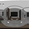 Modern Light Luxury Open Style Living Dining Space With Comfortable Sofas And Elegant Storage Cabinets