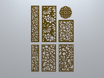 Chinese-style window grilles silhouette pane window sill border openwork window 3d model