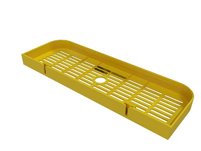 Yellow Rectangular Kitchen Drainer Tray With Grid Design And Drain Hole 3d model