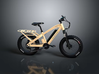 Light Beige Electric Bicycle With Modern Frame Black Seat And Fat Tires 3d model