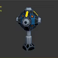Sci Fi Mechanical Geometric Device With Blue Yellow Orange Components And Silver Base 3d model
