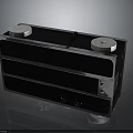 Classic Vintage Electronic Radio With Silver Knobs And Black Panel Design