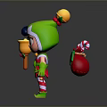 Christmas Themed Cartoon Character With Bell Candy Cane And Holly Decorations