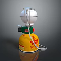 Portable Gas Stove With Yellow Cylinder White Burner And Chain