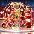 The Future of Science and Technology, National Tide, Chinese Dragon Year, IP Meichen, Antique Dragon Head, New Year Meichen, Photo Card 3d model