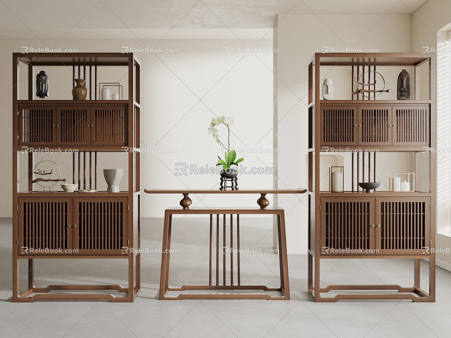 New Chinese Style Antique Rack Antique Rack Storage Rack Decorative Rack Tea Room Rack 3d model