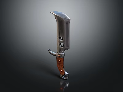 Decorative Knife With Silver Metal Blade And Brown Wooden Handle Design 3d model