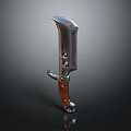 Decorative Knife With Silver Metal Blade And Brown Wooden Handle Design