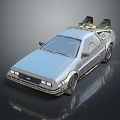 Silver Retro Futuristic Car With Flux Capacitor Inspired Roof Design Shiny Exterior And Reflective Surface