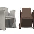 Modern White and Brown Dining Chairs with Sleek Armrests and Backrests