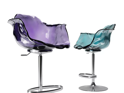 Modern Purple And Teal Petal Shaped Dining Chairs With Transparent Design And Metal Base 3d model