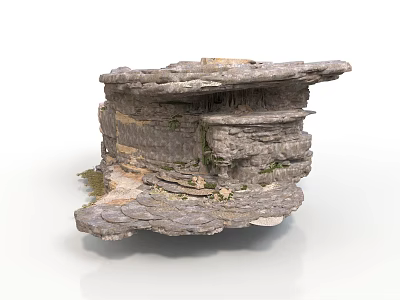 Detailed Natural Rockery Scene Structure With Layered Stones And Green Moss 3d model