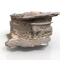 Detailed Natural Rockery Scene Structure With Layered Stones And Green Moss