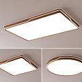 Modern Rectangular and Round Ceiling Lights with White Shade and Golden Frame 3d model