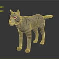 Gray Spotted Striped Cat Game Movie Character With Blue Eyes And Pink Ears Standing