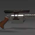 Tactical Pistol With Wooden Grip Metal Frame Perforated Barrel And Top Accessory
