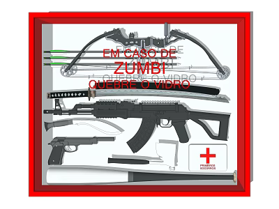 Essential Weapons For Zombie Scenario Featuring Bow Rifle Pistol And First Aid Kit 3d model