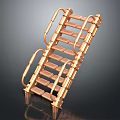 Golden Metal Ladder Like Structure With Multiple Rungs And Side Handrails