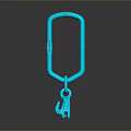 Modern Blue Carabiner Lock With Attached Key 3D Render Design