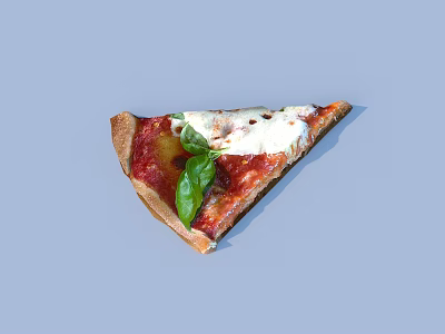 Delicious Slice of Thin Crust Pizza With Tomato Sauce Mozzarella Cheese and Fresh Basil Leaves 3d model