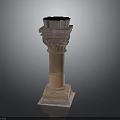 Classical Stone Column With Intricate Carved Decorations Ornate Base And Top Recessed Design