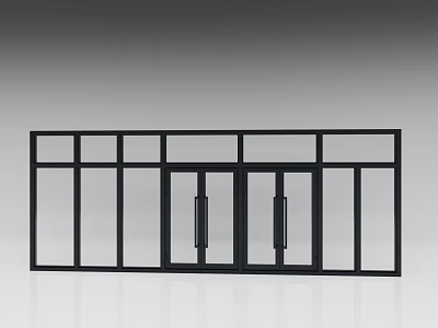 Modern Black Frame Glass Panel Double Doors For Home Entrance Design 3d model