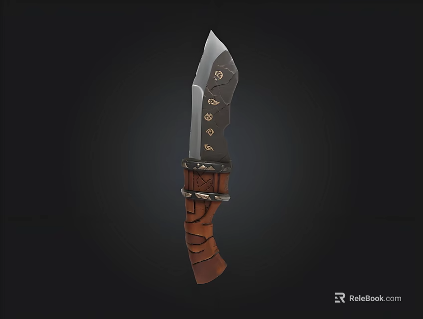 Handcrafted Decorative Knife With Sharp Metal Blade Intricate Carvings And Wooden Handle 3d model 