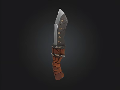 Handcrafted Decorative Knife With Sharp Metal Blade Intricate Carvings And Wooden Handle 3d model