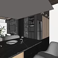Modern Luxury Open Concept Dining Living Room With Sofa Coffee Table TV Wall And Lighting