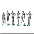 Elegant White Human Mannequin Sculptures With Various Artistic Poses For