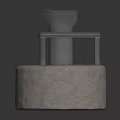 Metal Structure On Stone Base For Architectural Scene Component